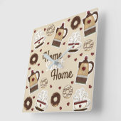 Coffee Pot and Cup Quadratische Wanduhr (Winkel)