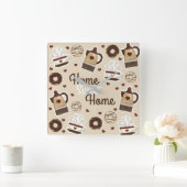 Coffee Pot and Cup Quadratische Wanduhr (Zuhause)