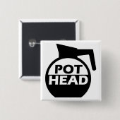 Coffee Pot Head Funny Button Abzeichen Koffein (Vorne & Hinten)