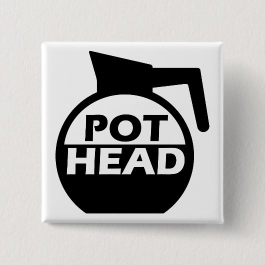Coffee Pot Head Funny Button Abzeichen Koffein (Vorderseite)