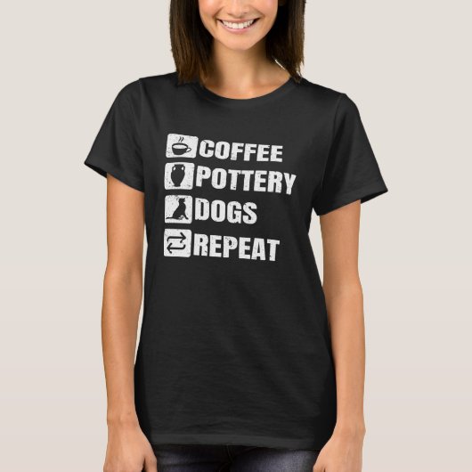 Coffee Pottery Dogs Repeat Ceramic Pottery Ceramic T-Shirt (Vorderseite)