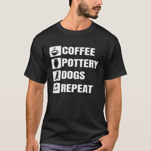 Coffee Pottery Dogs Repeat Ceramic Pottery Ceramic T-Shirt (Vorderseite)