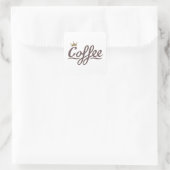 Coffee Queen Design - Brown Script+Gold Crown Quadratischer Aufkleber (Tasche)