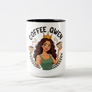 Coffee Queen: Regalfrauen mit Krone und Kaffee Zweifarbige Tasse