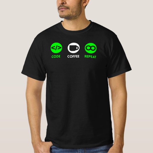 Coffee Repeat Programmer's Life T-Shirt (Vorderseite)