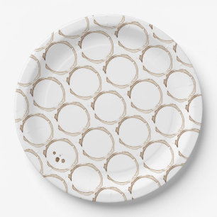 COFFEE Rings Brown White Artisan Fun Pappteller