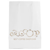 Coffee Rings BUSINESS NAME Coffee Shop Fun Mittlere Geschenktüte (Rückseite)