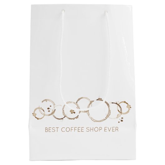 Coffee Rings BUSINESS NAME Coffee Shop Fun Mittlere Geschenktüte (Rückseite)