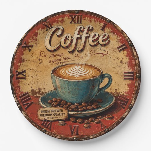 Coffee Rustic Farmhouse Bar Vintage Kitchen Pappteller (Vorderseite)