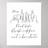 Coffee-Schokolade-Liebhaber Schicago Kontur Design Poster (Vorne)