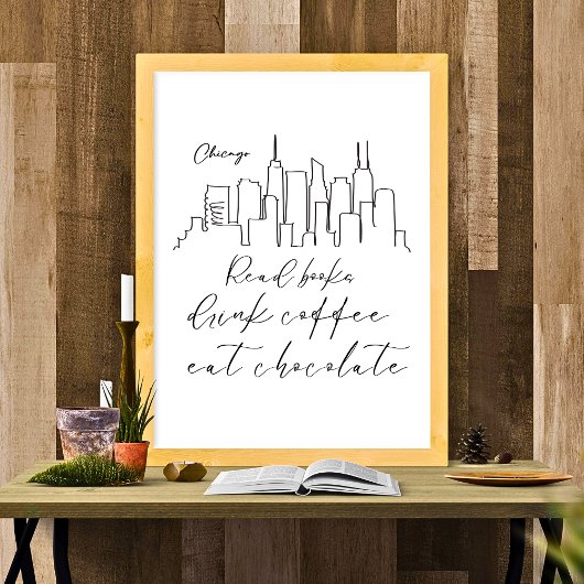 Coffee-Schokolade-Liebhaber Schicago Kontur Design Poster