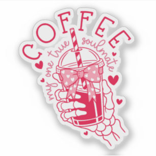 Coffee-Seelenverwandter Rote Herzen Skeletthand  Aufkleber