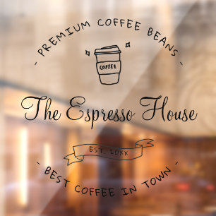 Coffee Shop Beruflich Café Logo Boho Business Fensteraufkleber