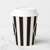 Coffee Shop Black and Cream Stripes with Gold Pappbecher (Links)