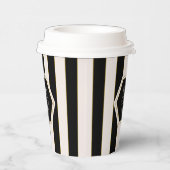 Coffee Shop Black and Cream Stripes with Gold Pappbecher (Rechts)