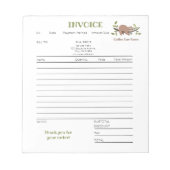 Coffee Shop Business Invoice Notepad Notizblock (Vorderseite)