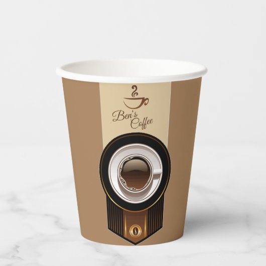 Coffee Shop Custom Business Name Paper Cup Pappbecher (Vorderseite)