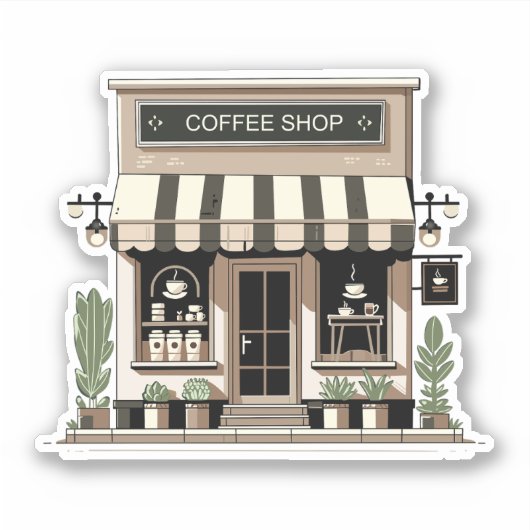 Coffee Shop Custom Cut Vinyl Sticker (Vorderseite)