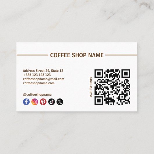 Coffee Shop Einfache QR Code Loyalty Karte (Rückseite)