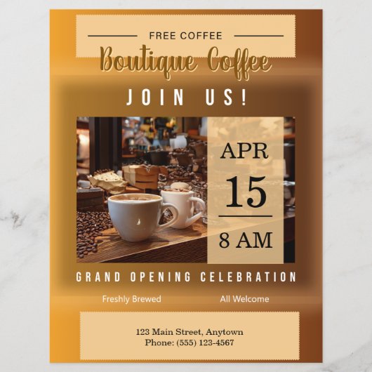 Coffee Shop Grand Opening Announcement Flyer (Vorne)