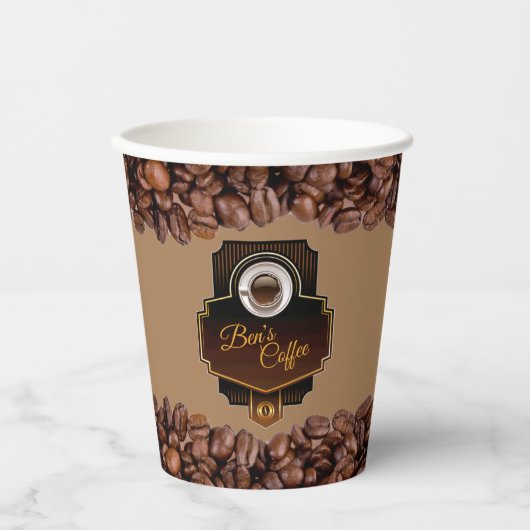 Coffee Shop Kundenspezifische Firmennamen Papierkä Pappbecher (Vorderseite)