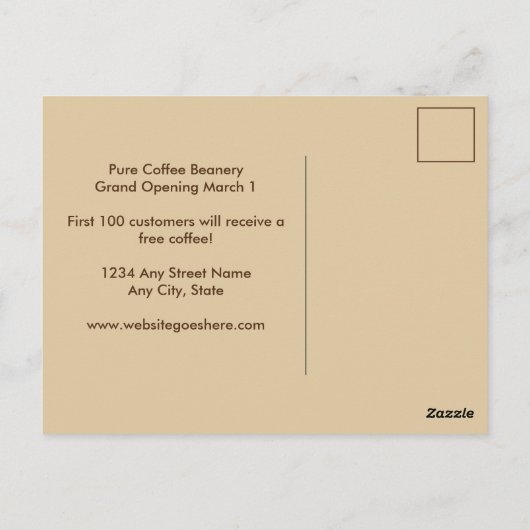 Coffee Shop Latte Custom Advertising Postkarte (Rückseite)