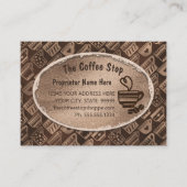 Coffee Shop Latte Tasse Art Beans Chocolate Brown Visitenkarte (Vorderseite)