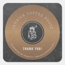 Coffee Shop Logo elegante Kupfer vielen Dank Quadratischer Aufkleber