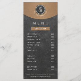 Coffee shop Logo Kupfer schwarze Promotion Preisli Menükarte