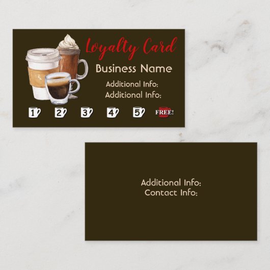 Coffee Shop Loyalität Karte 3 (Vorne/Hinten)