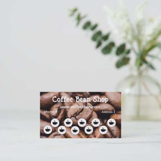 Coffee Shop Loyalty Punch Card Visitenkarten Treuekarte (Stehend Vorderseite)