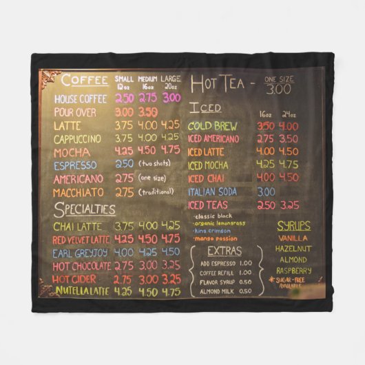 Coffee Shop Menu Board - Fleece Blanket (Vorderseite (Horizontal))