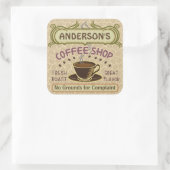 Coffee Shop mit Cup kreieren Sie Ihr eigenes Perso Quadratischer Aufkleber (Tasche)