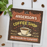 Coffee Shop mit Tasse Erstellen Sie Ihre eigenen P Acryl Tablett<br><div class="desc">Diese kaffeemaschinen, quadratischen Acryl-Serviertablette sind perfekt für jeden, der sein eigenes Café betreibt oder in seiner Zuhause-Küchendekoration ein Kaffeethema hat. Fertig in Retrobraun, Orange, Beige und Gelb, dieses Espresso / Cappuccino inspirierte Design verfügt über eine Tasse auf einer Untertasse, zwei personalisierte Textbanner und die Worte "Coffee Shop / Fresh Roast...</div>