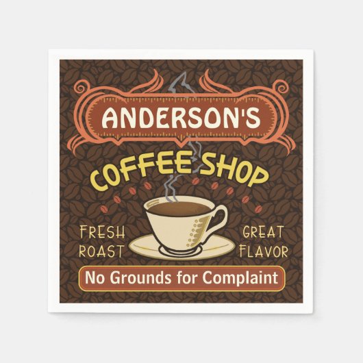 Coffee Shop mit Tasse Erstellen Sie Ihre eigenen P Serviette (Vorderseite)