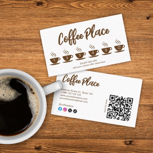 Coffee Shop Modern QR Code Loyalty Card Treuekarte