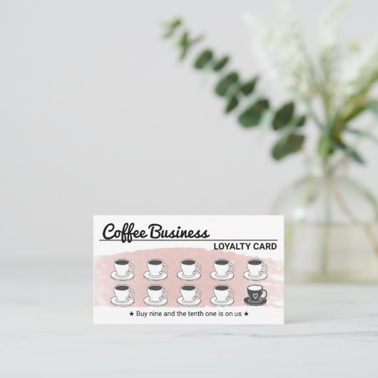 Coffee Shop Niedlich Blink Pink Loyalty Punch Treuekarte (Stehend Vorderseite)