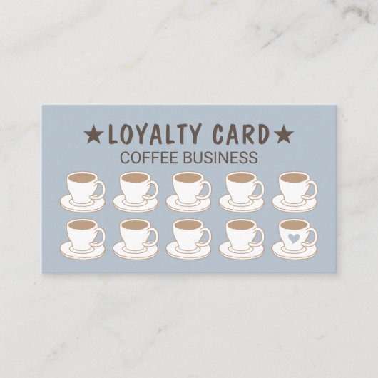 Coffee Shop Niedlich Cups Dusty Blue Coffee Loyalt Treuekarte (Vorderseite)