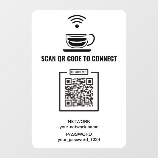 Coffee Shop QR Code Network Black & White Fensteraufkleber (Blatt)