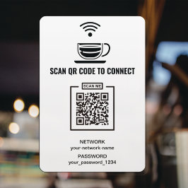 Coffee Shop QR Code Network Black & White Fensteraufkleber