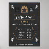 Coffee Shop Retro Logo Menü hinzufügen Poster (Vorne)