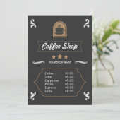 Coffee Shop Retro Menu Card (Stehend Vorderseite)
