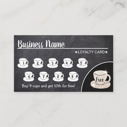 Coffee Shop Rustikales Chalkboard Kundenloyalty Treuekarte (Vorderseite)