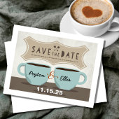 Coffee Shop Save the Date Postkarte