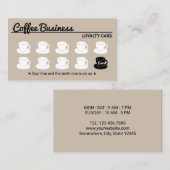 Coffee Shop Schlicht Beige Kundenloyalty Treuekarte (Vorne/Hinten)