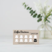 Coffee Shop Schlicht Beige Kundenloyalty Treuekarte (Stehend Vorderseite)