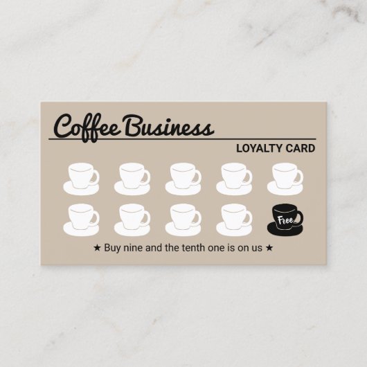 Coffee Shop Schlicht Beige Kundenloyalty Treuekarte (Vorderseite)