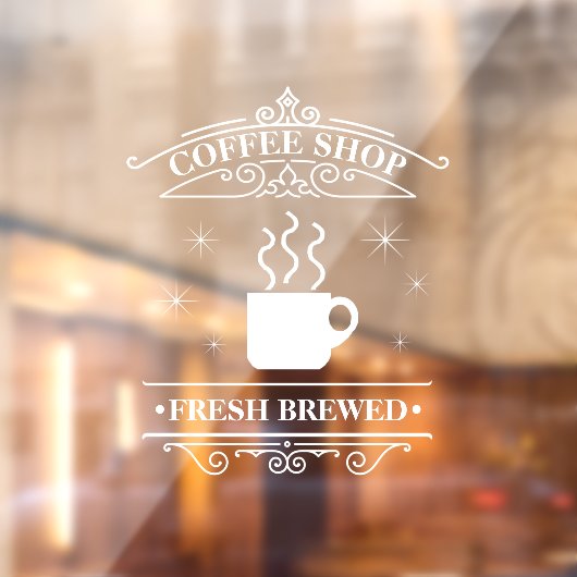 Coffee Shop Scrollwork Frame White ID875 Fensteraufkleber (Blatt 2)