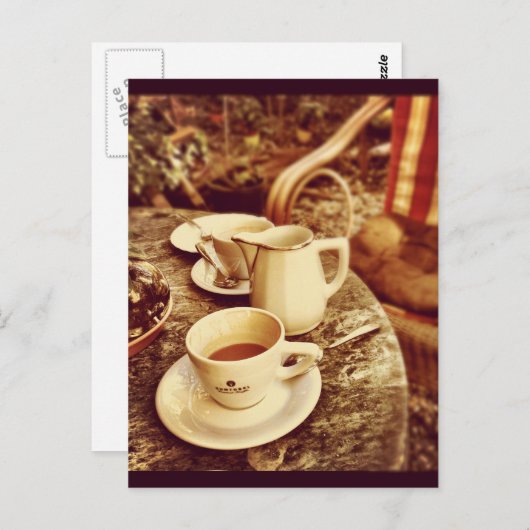Coffee Shop Table Postkarte (Vorne/Hinten)