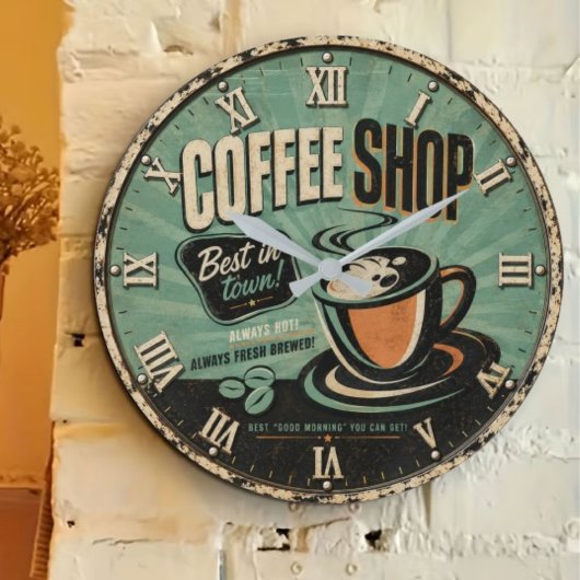 Coffee Shop Vintage Große Wanduhr